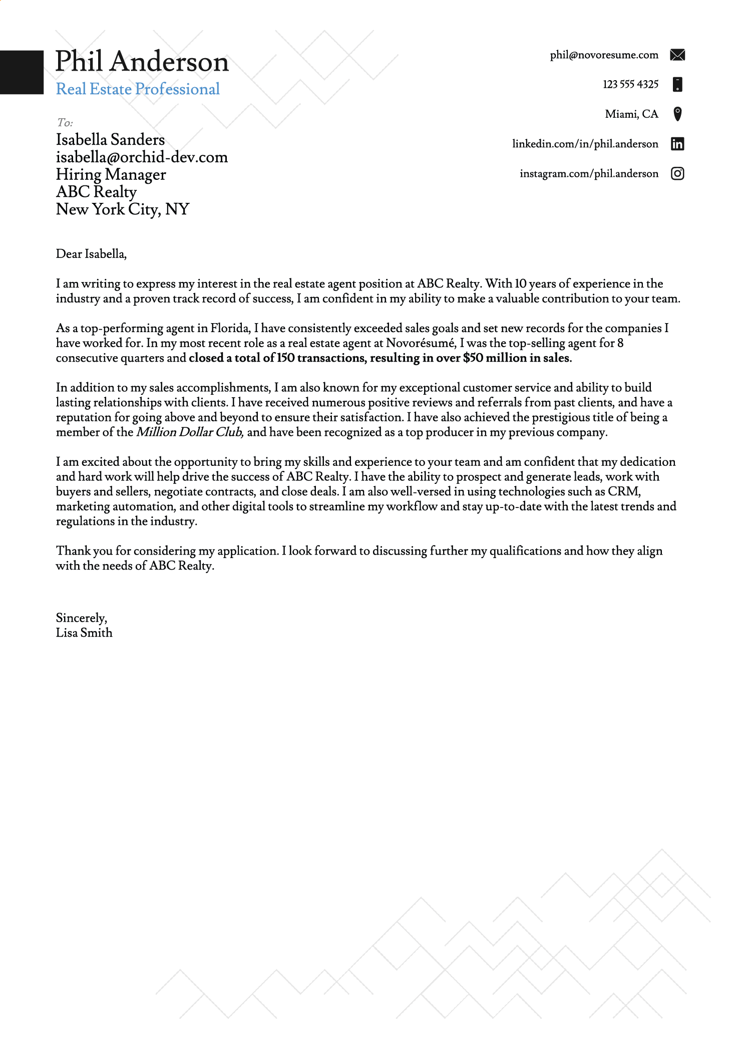 cover letter template for job