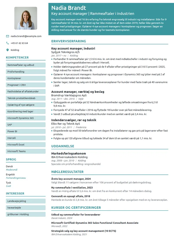 CV-eksempel til key account manager i industrigros