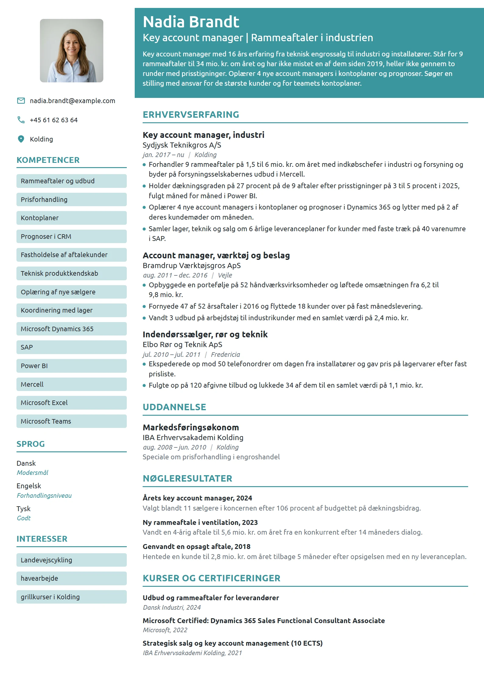 CV-eksempel til key account manager i industrigros