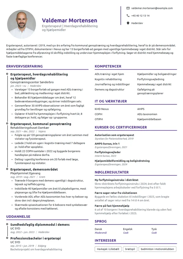 CV-eksempel til erfaren ergoterapeut i kommunen