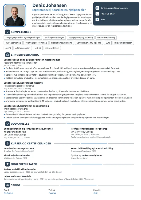CV-eksempel til faglig koordinator, hjælpemidler