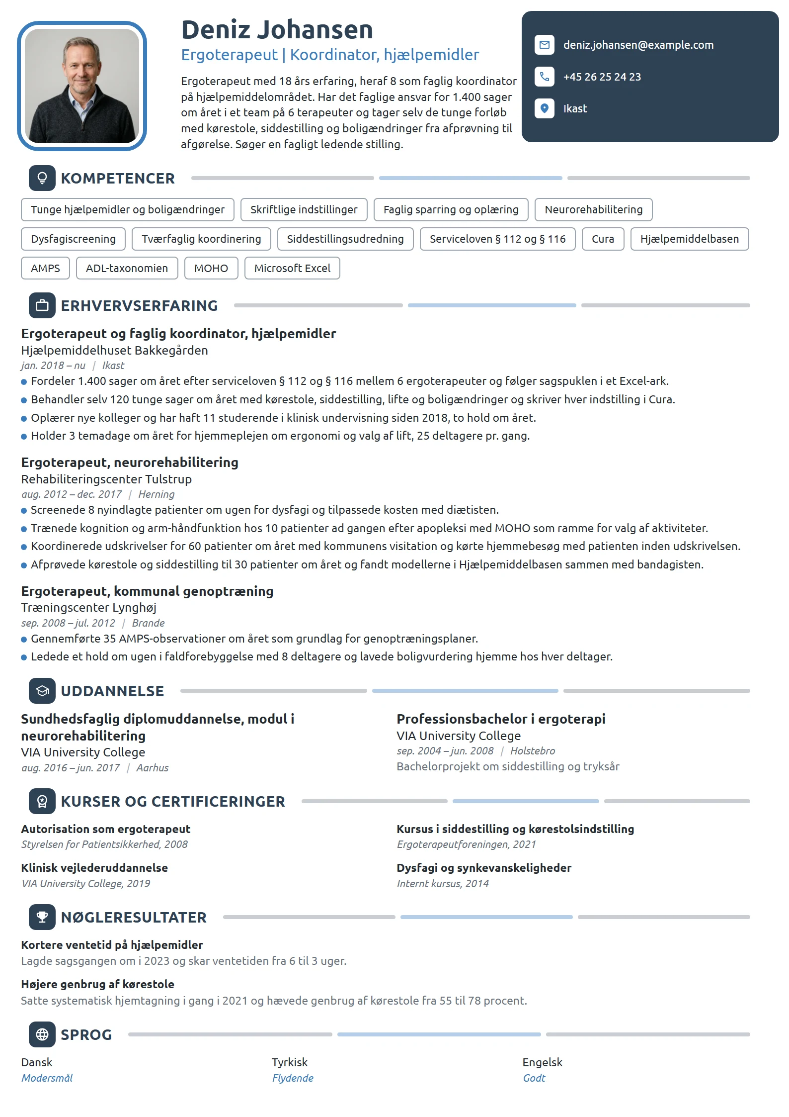 CV-eksempel til faglig koordinator, hjælpemidler