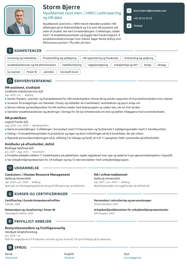 CV-eksempel til nyuddannet cand.merc. i HRM