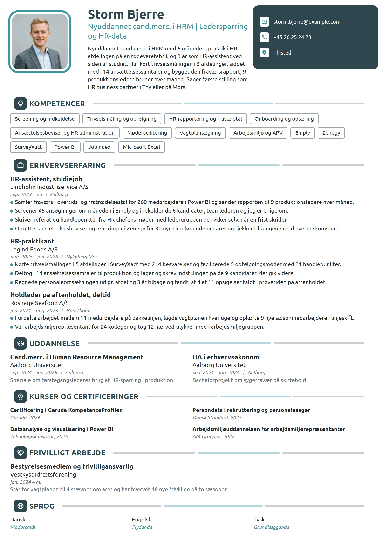 CV-eksempel til nyuddannet cand.merc. i HRM