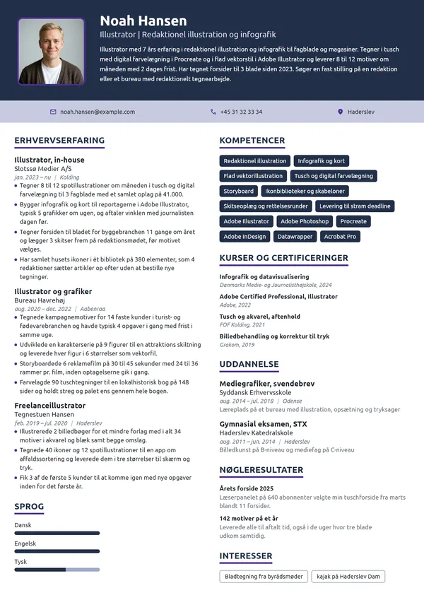 CV-eksempel til erfaren illustrator til fagblade