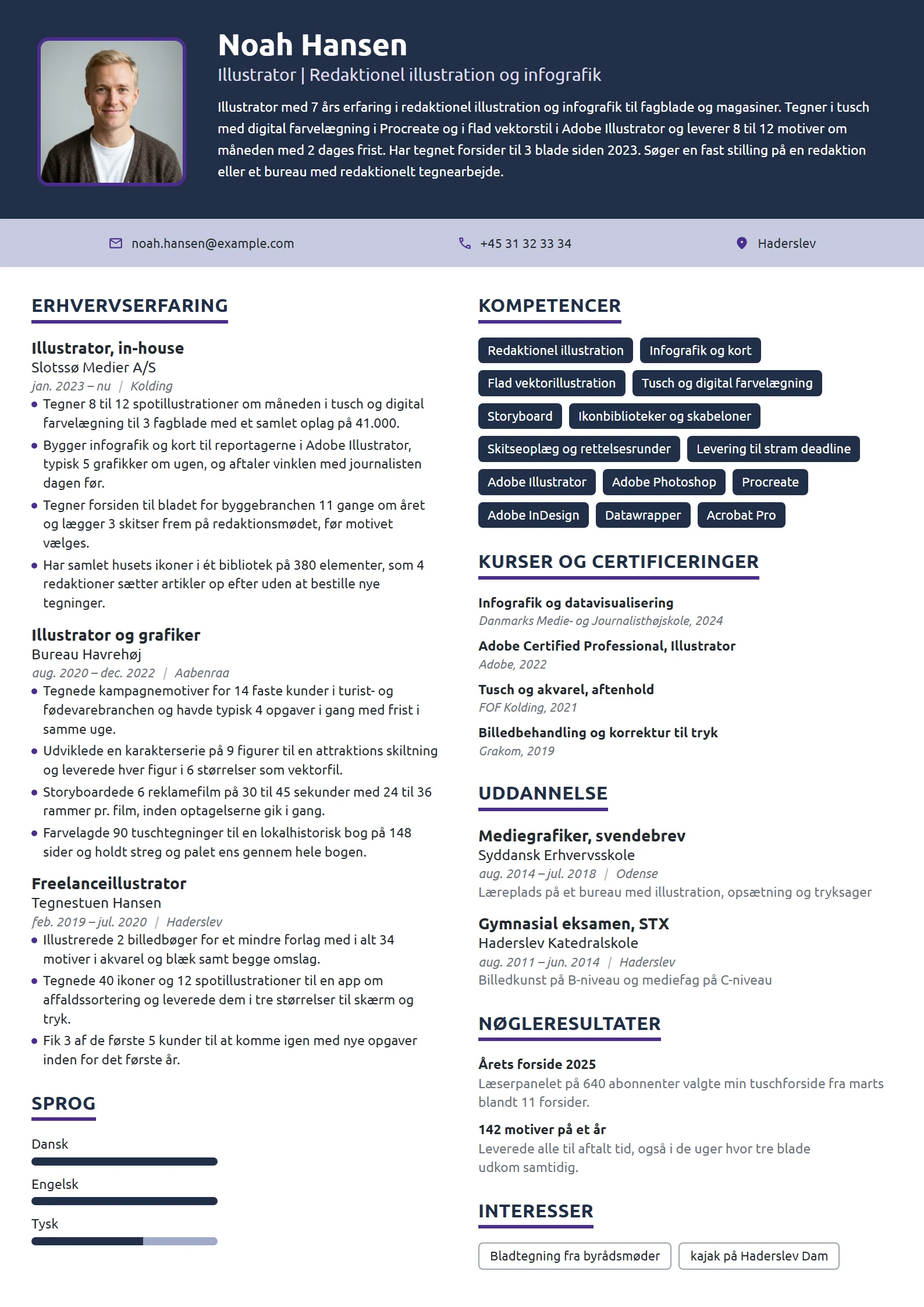CV-eksempel til erfaren illustrator til fagblade