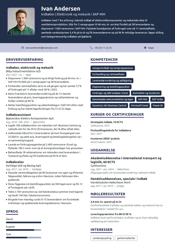 CV-eksempel til erfaren indkøber af elektronikdele