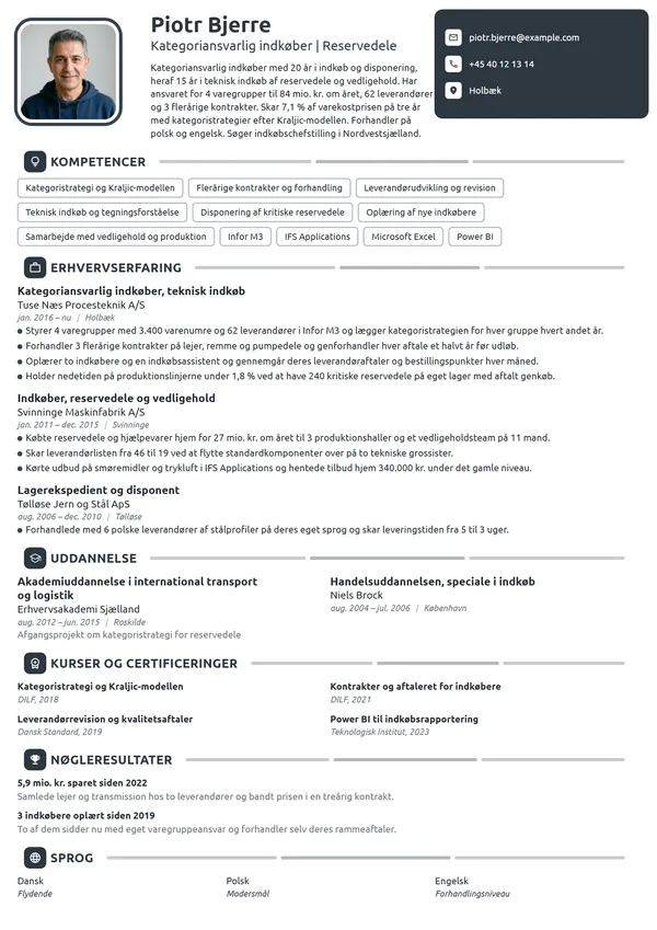 CV-eksempel til kategoriansvarlig indkøber, teknik