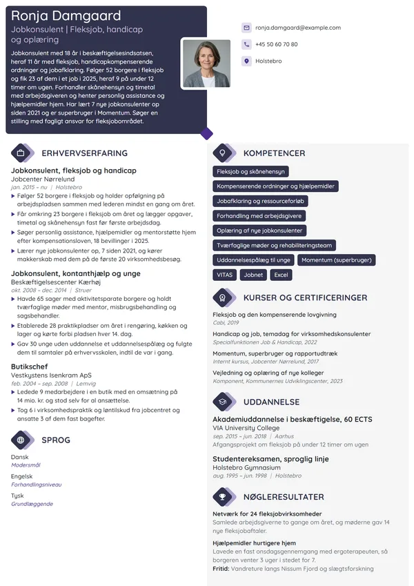 CV-eksempel til jobkonsulent med fleksjob som speciale