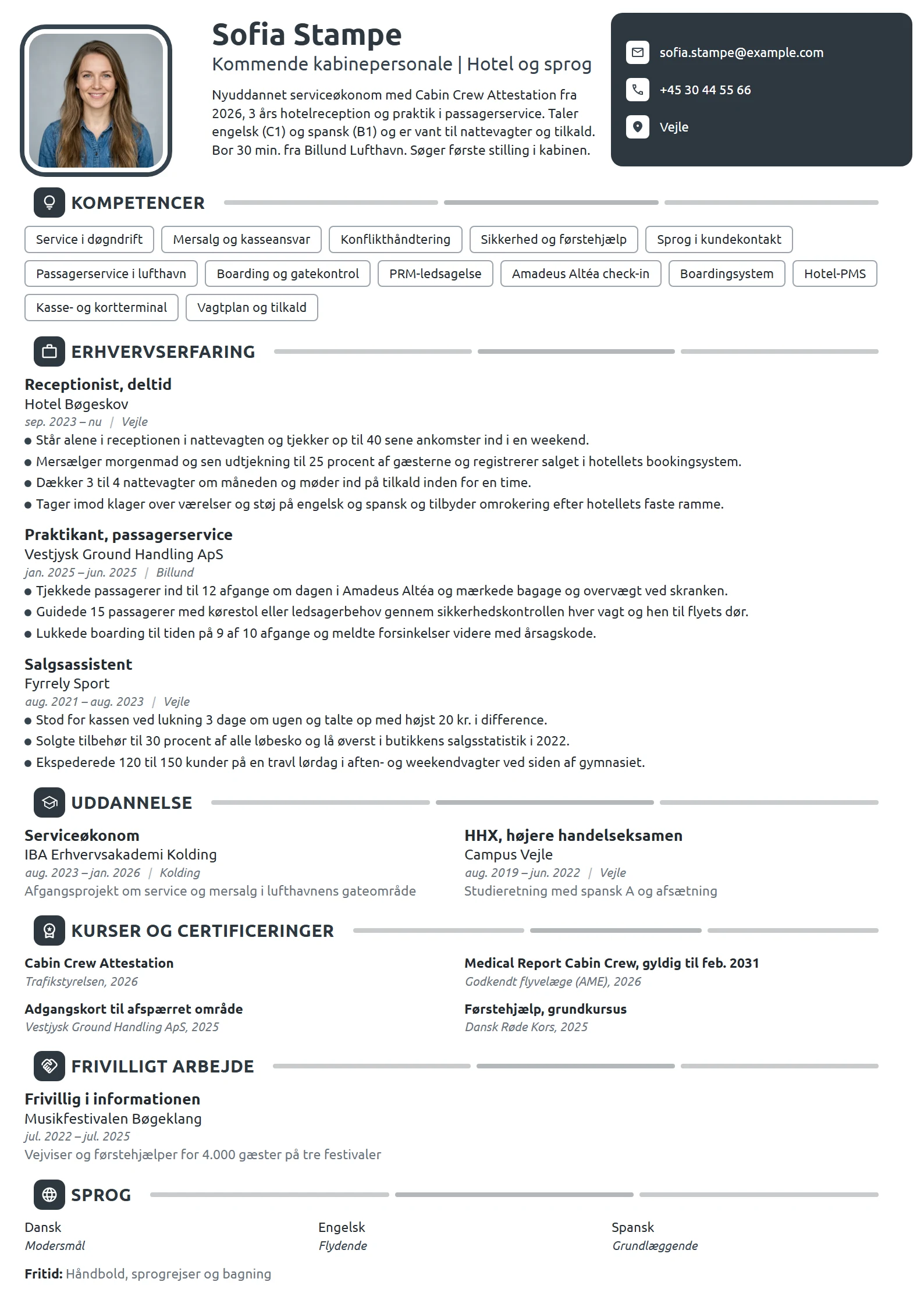 CV-eksempel til nyuddannet med servicebaggrund