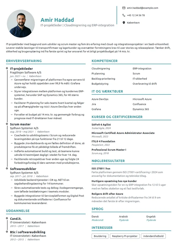 CV-eksempel til IT-projektleder
