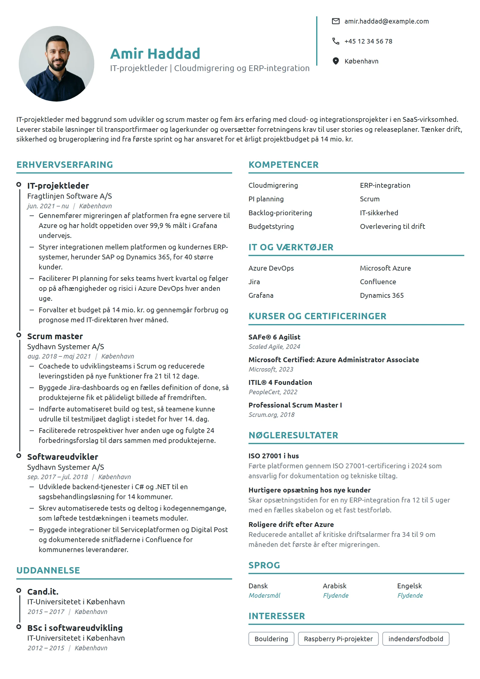 CV-eksempel til IT-projektleder