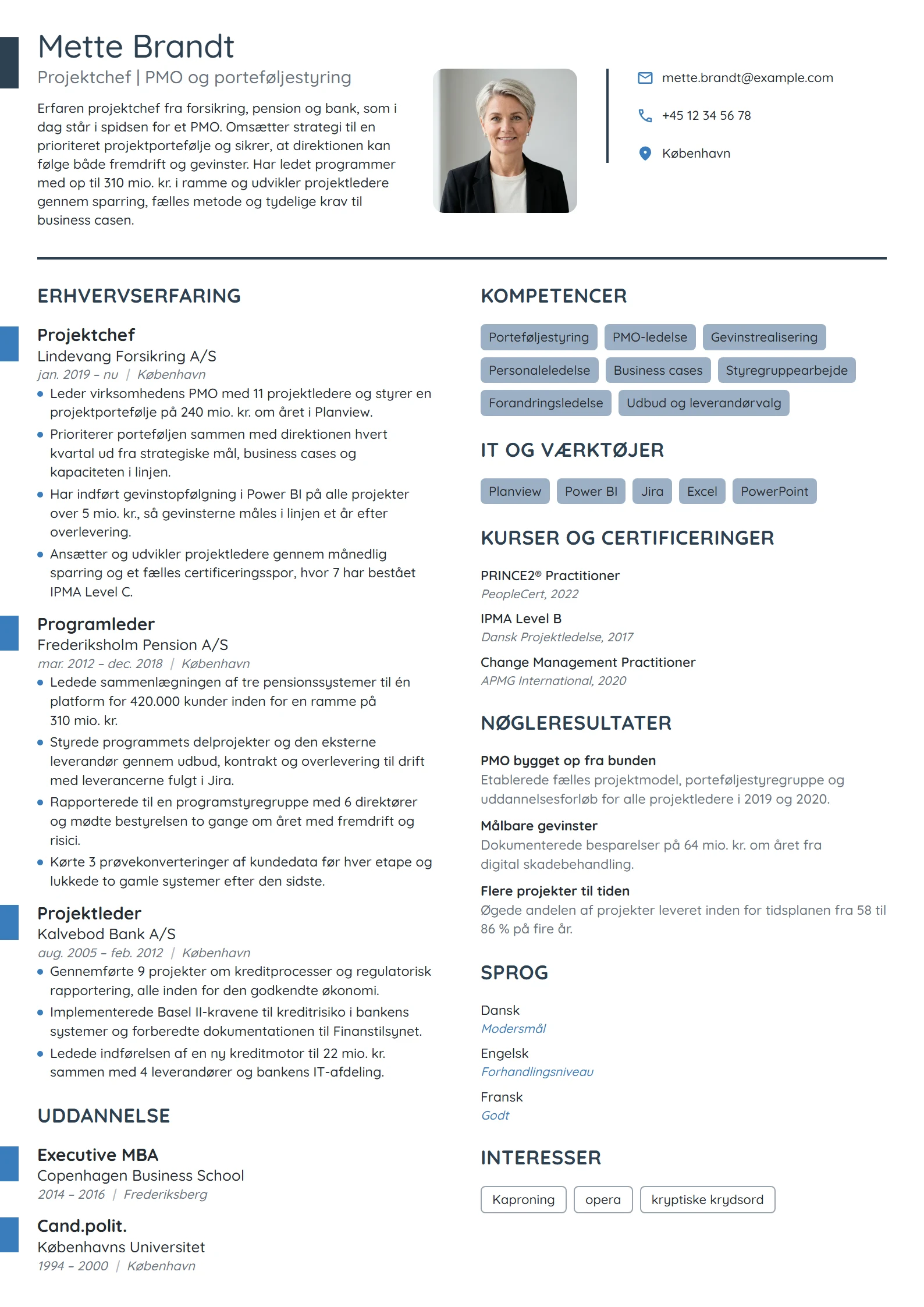CV-eksempel til projektchef