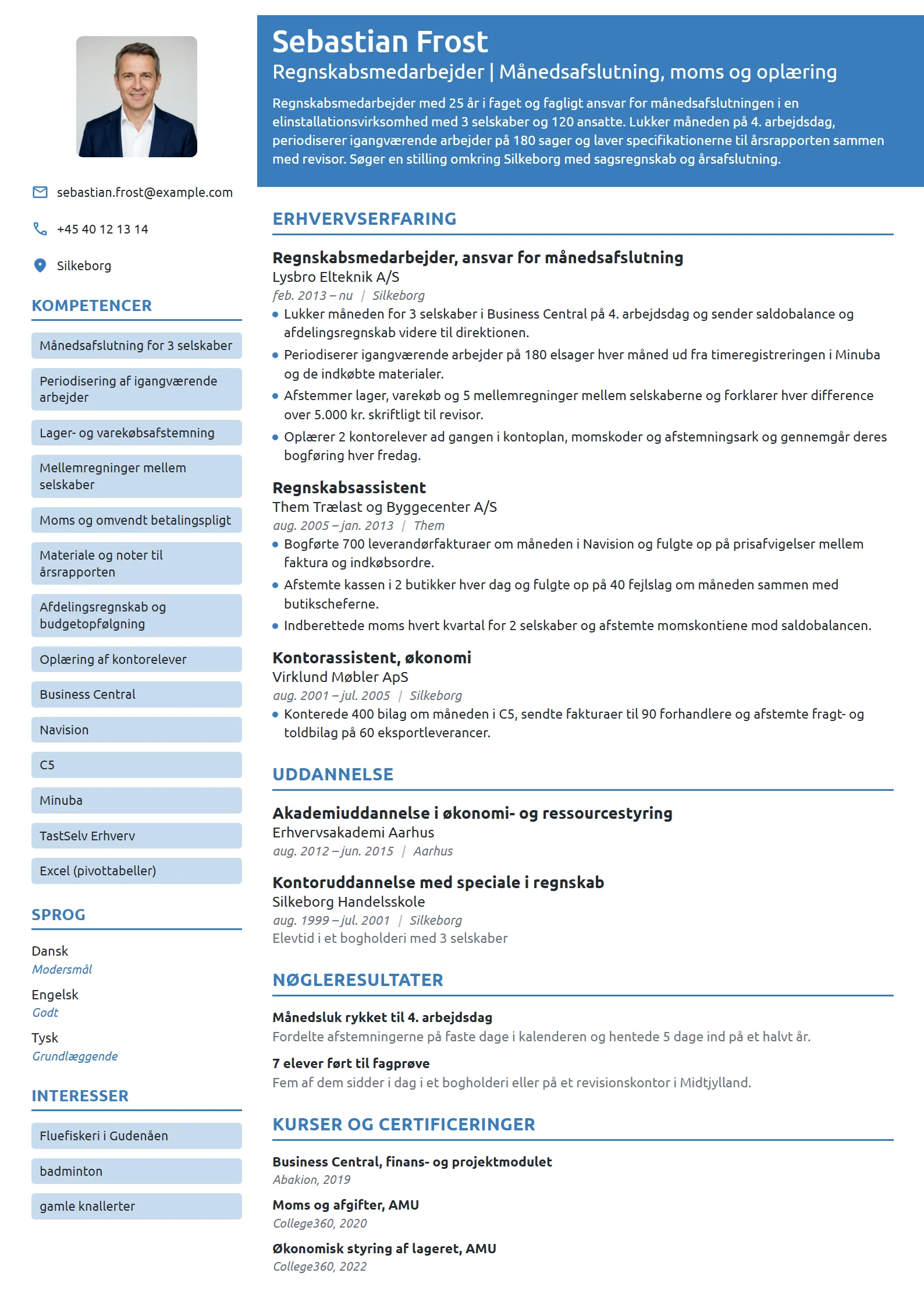 CV-eksempel til regnskabsmedarbejder med 25 års erfaring