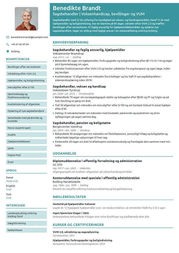 CV-eksempel til sagsbehandler i voksen og handicap