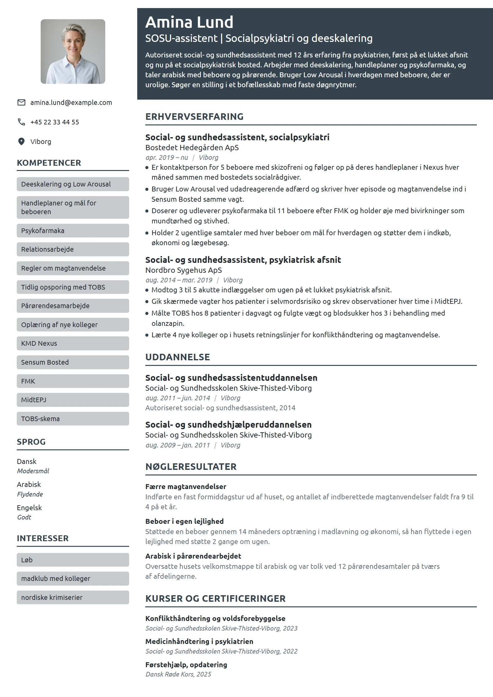 CV-eksempel til SOSU-assistent i socialpsykiatri