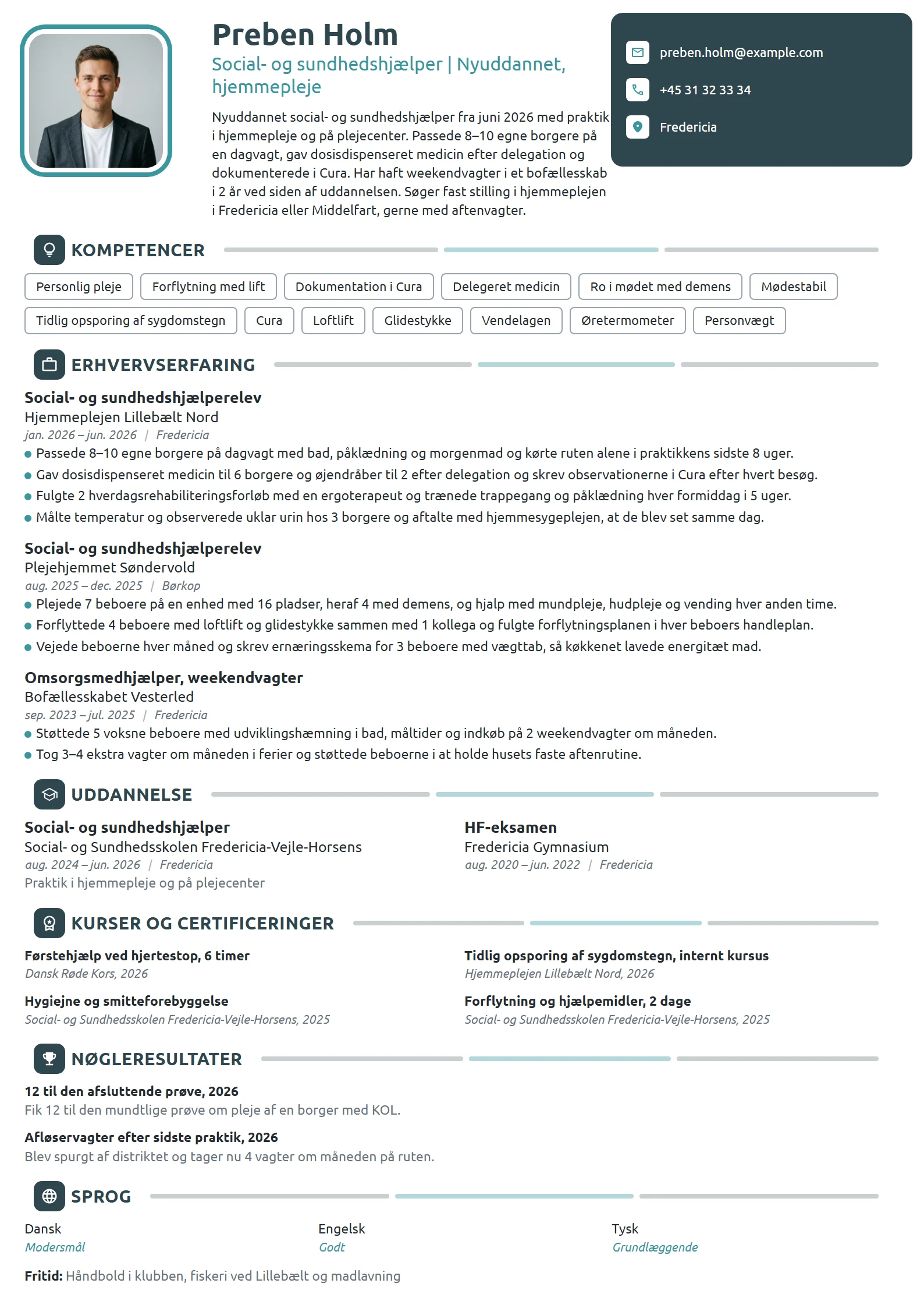 CV-eksempel til nyuddannet social- og sundhedshjælper