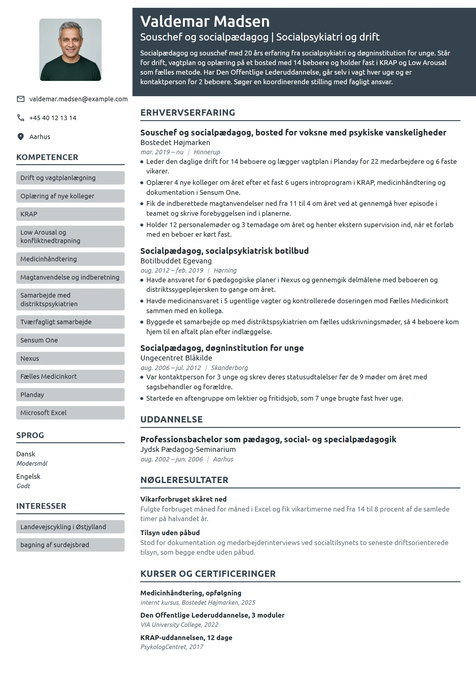 CV-eksempel til souschef på socialpsykiatrisk bosted