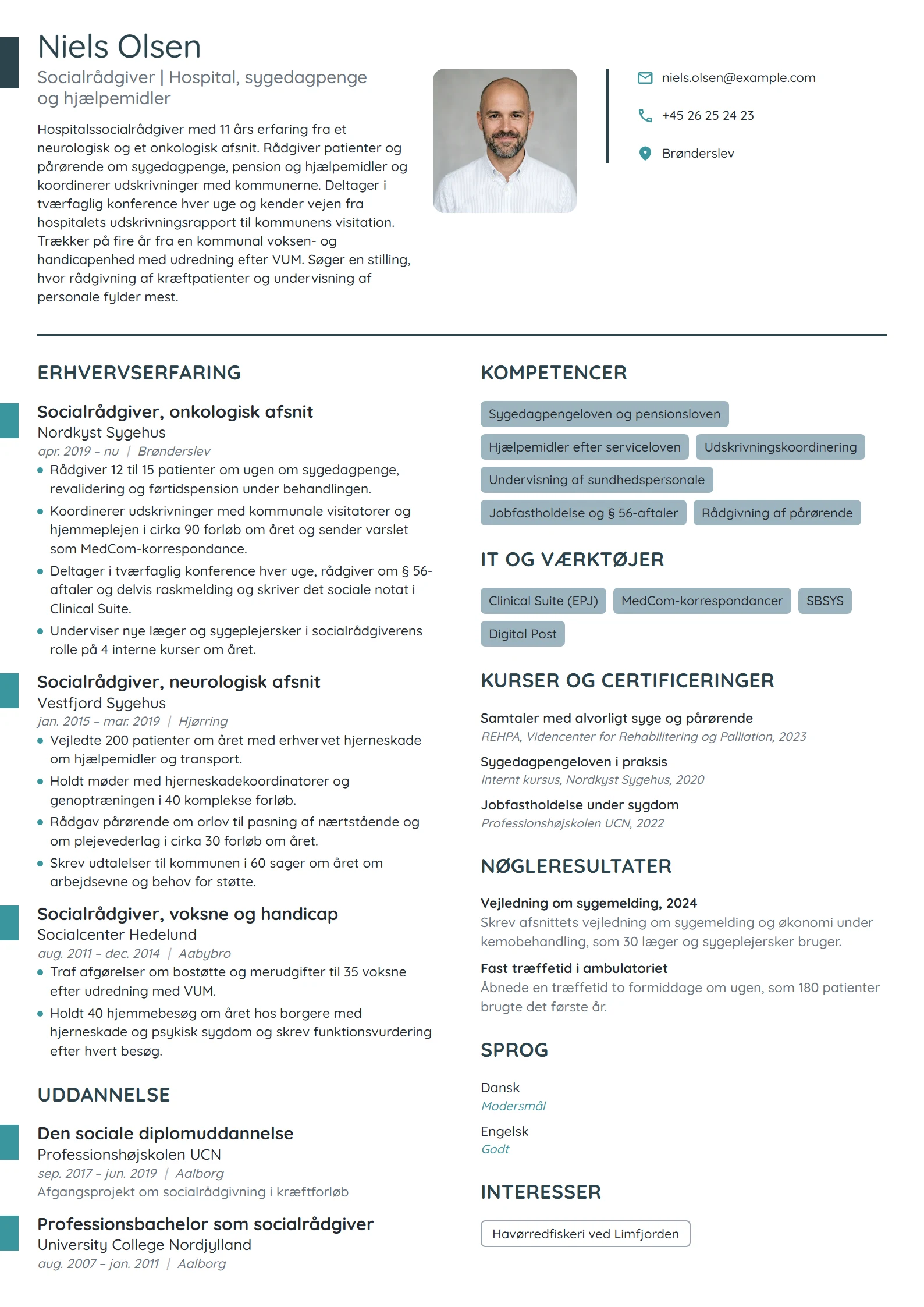 CV-eksempel til socialrådgiver på hospital