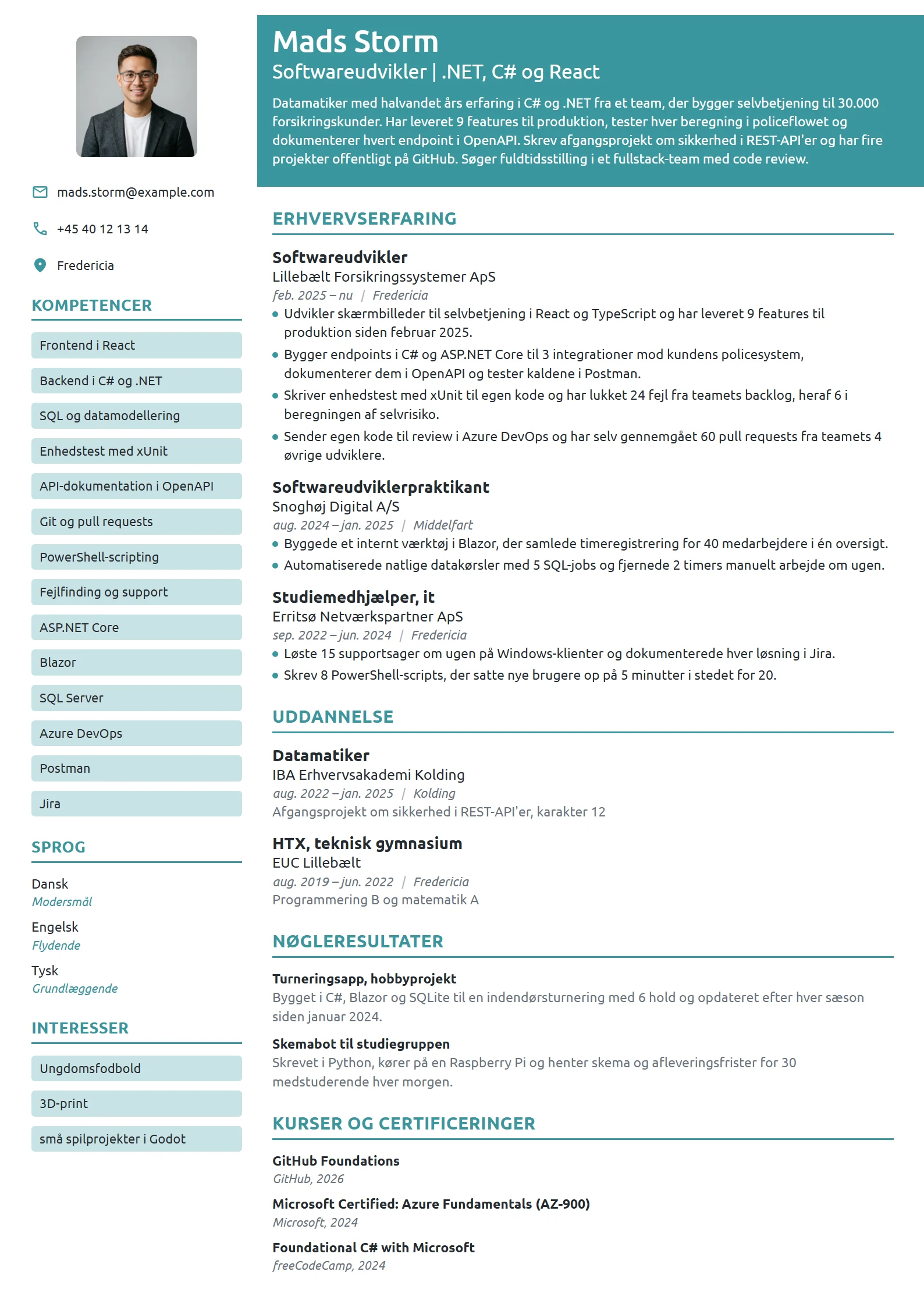 CV-eksempel til nyuddannet datamatiker med praktik