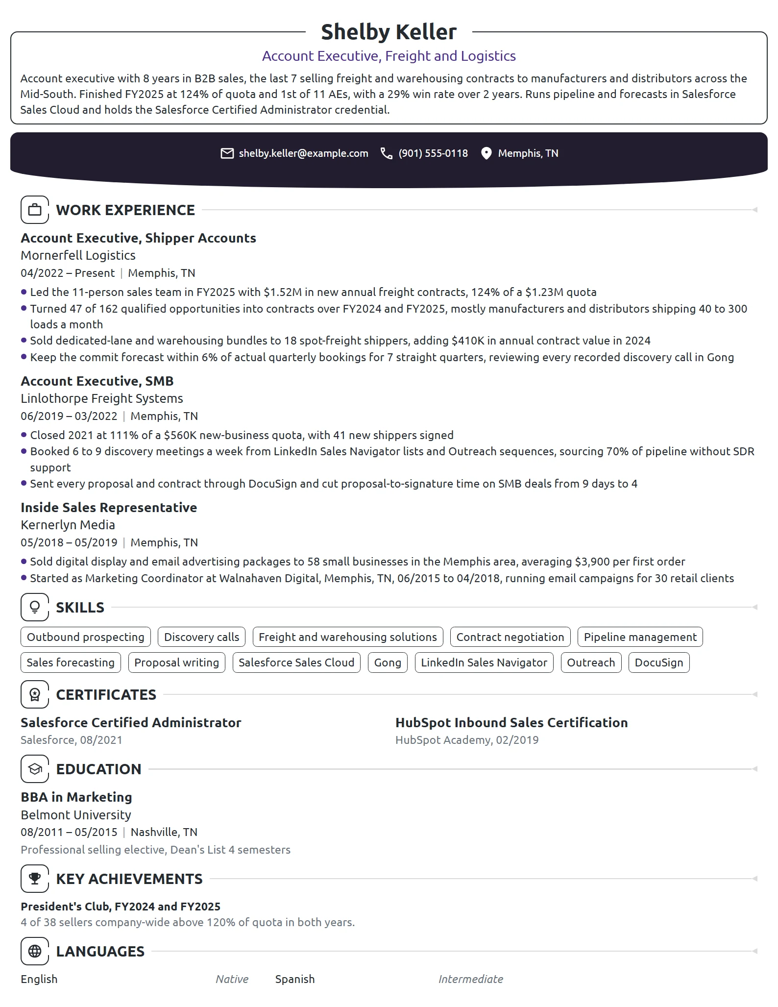 Account Executive resume example
