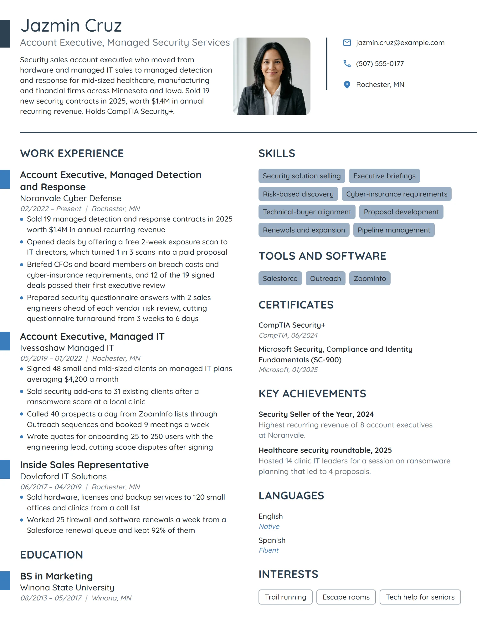 Cybersecurity Account Executive resume example