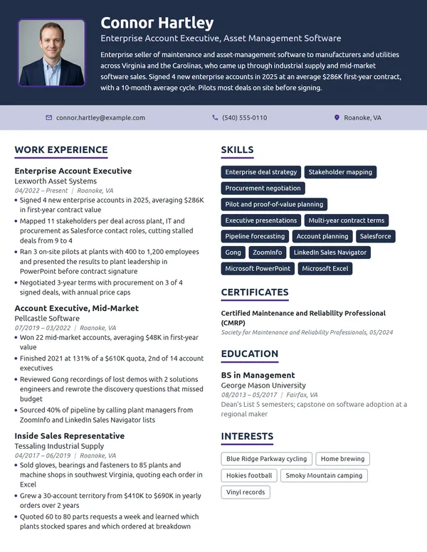 Enterprise Account Executive resume example