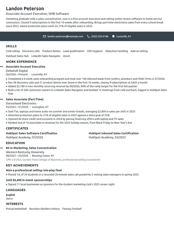 Entry-Level Account Executive resume example