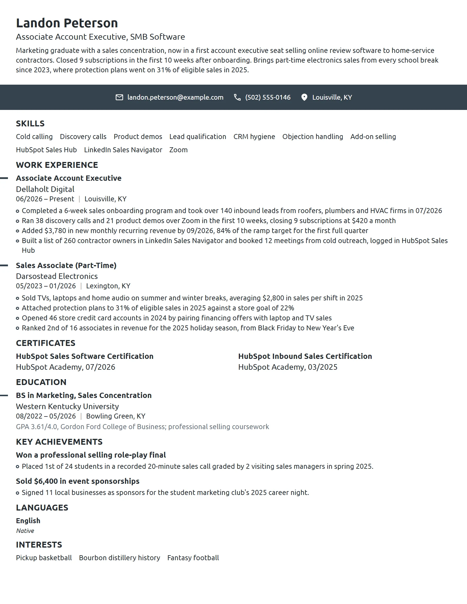 Entry-Level Account Executive resume example