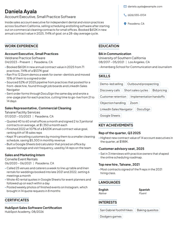SMB Account Executive resume example