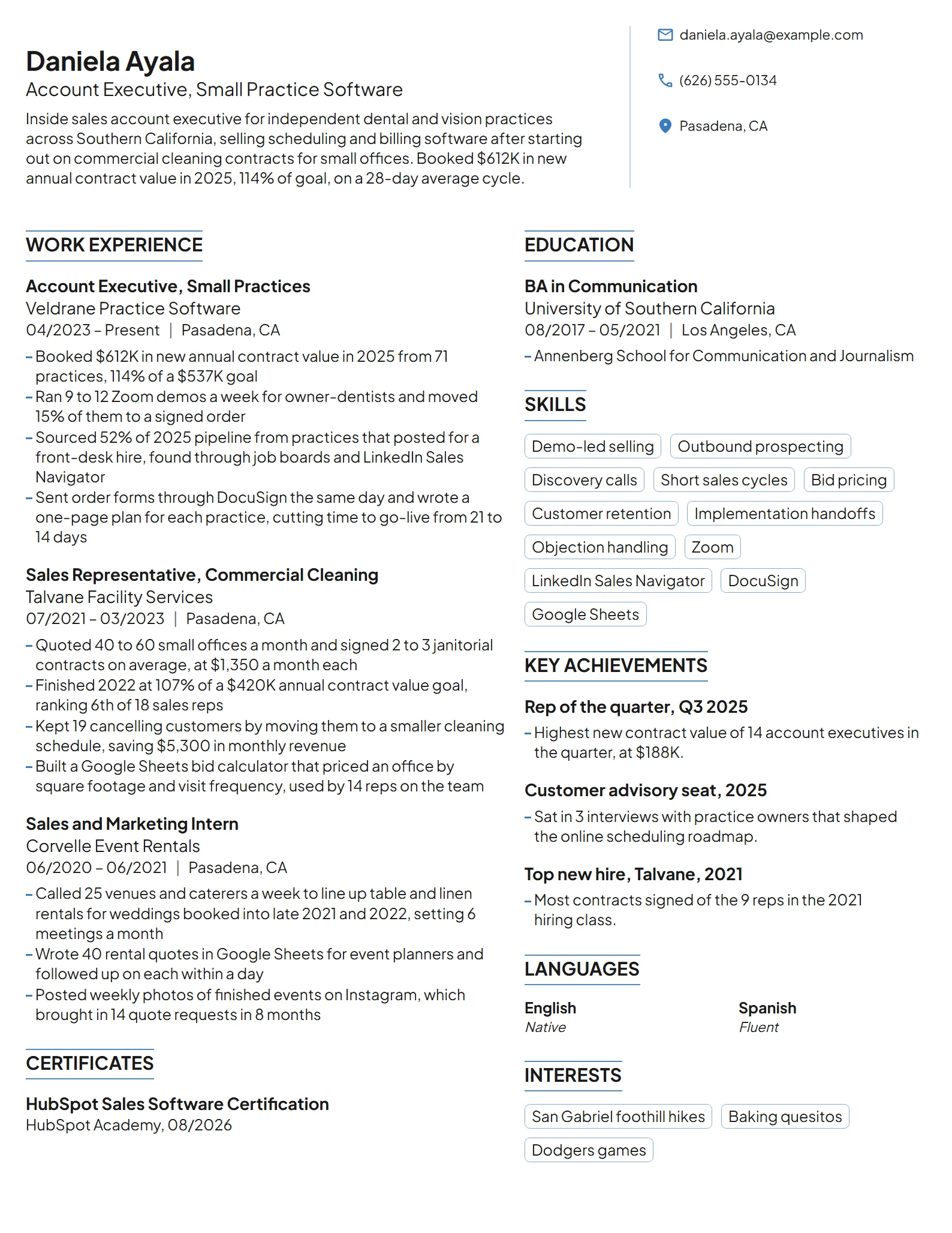 SMB Account Executive resume example