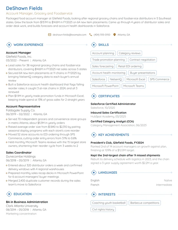 Account Manager resume example