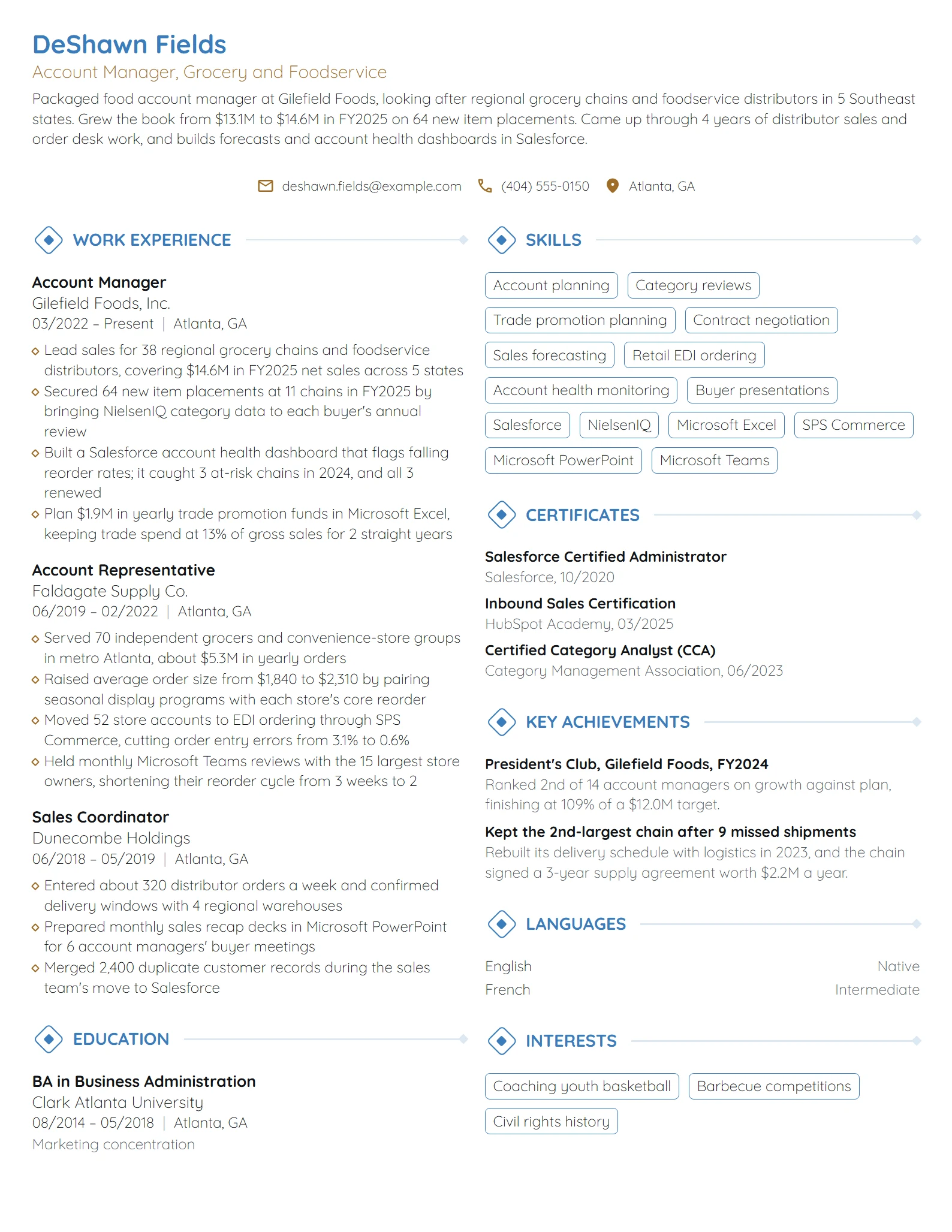 Account Manager resume example
