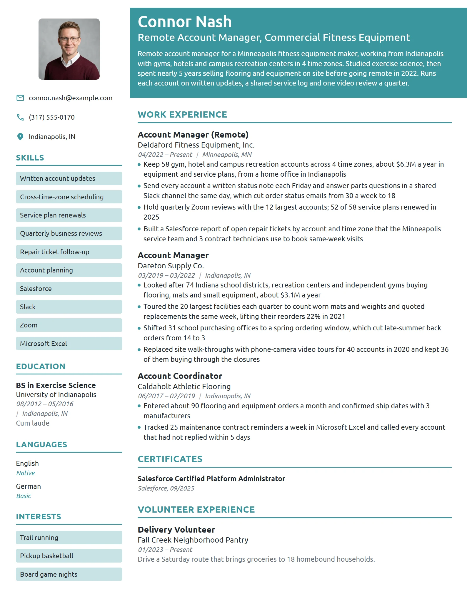 Remote Account Manager resume example