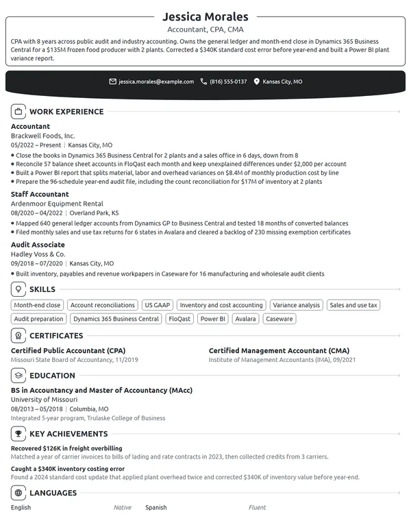 Accountant resume example