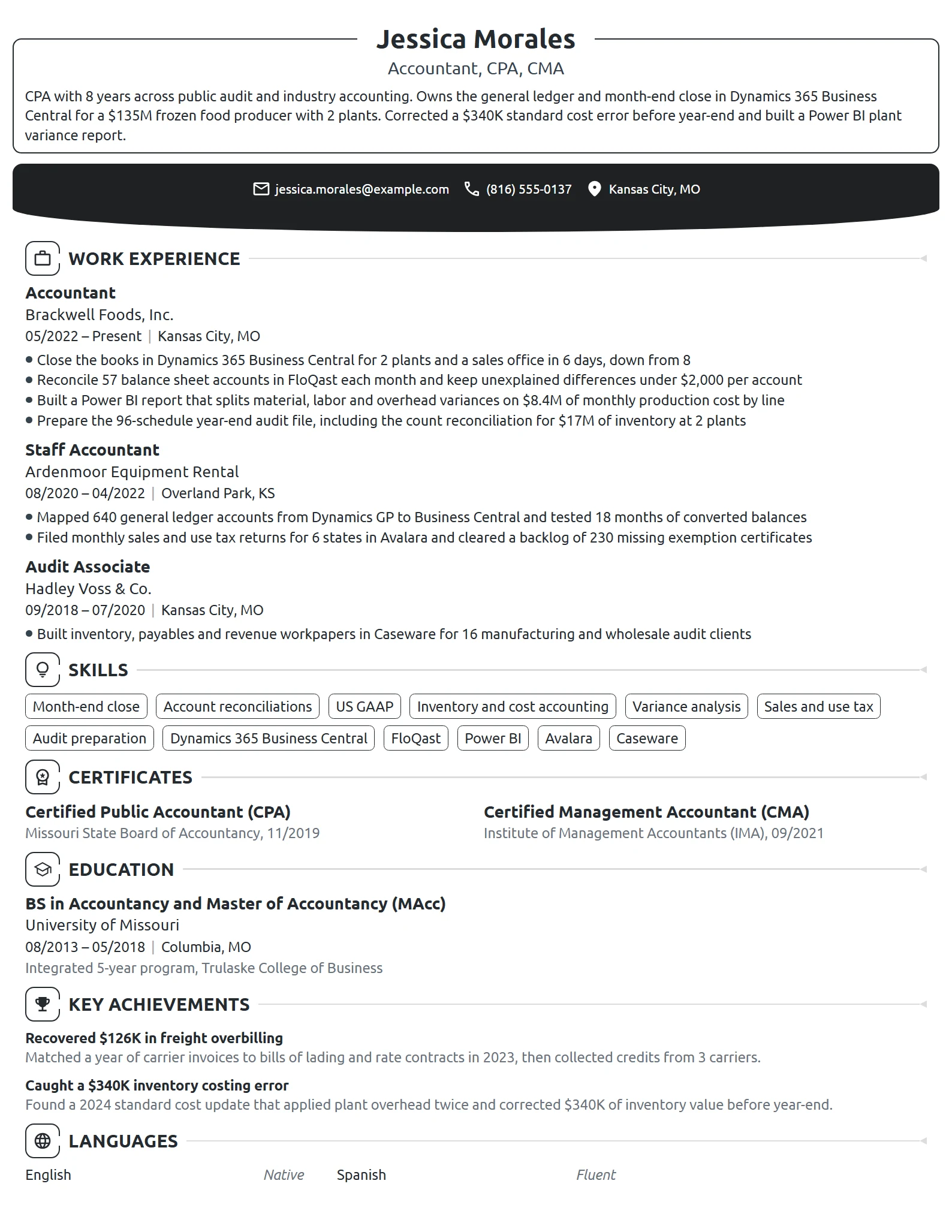 Accountant resume example