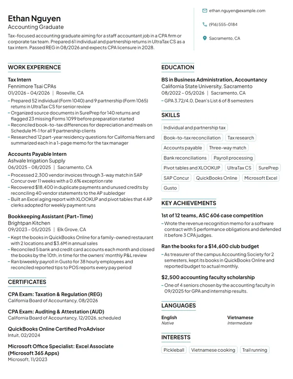 Entry-Level Accountant resume example