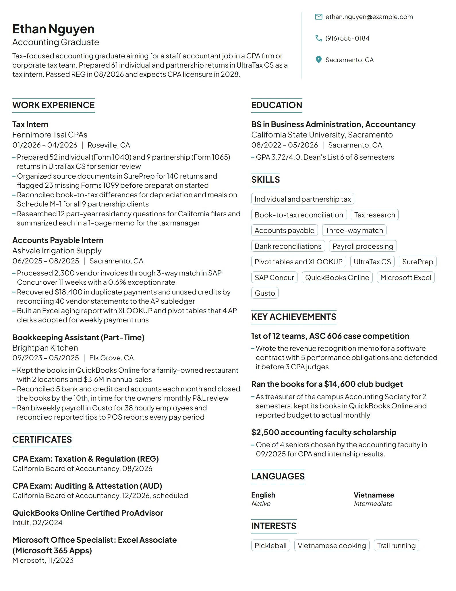 Entry-Level Accountant resume example