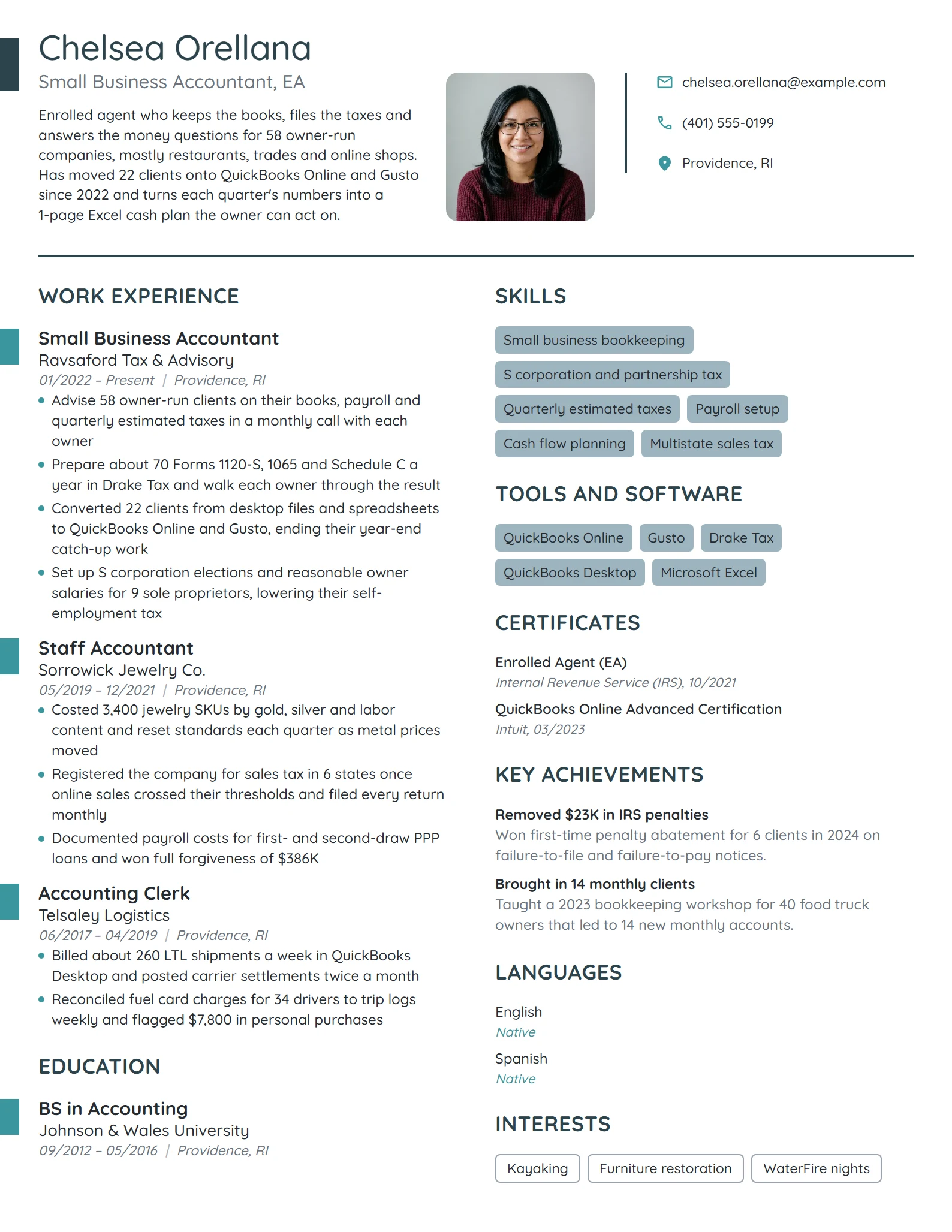 Small Business Accountant resume example