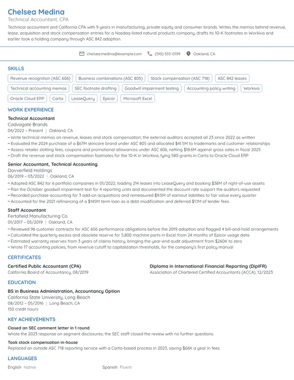 Technical Accountant resume example