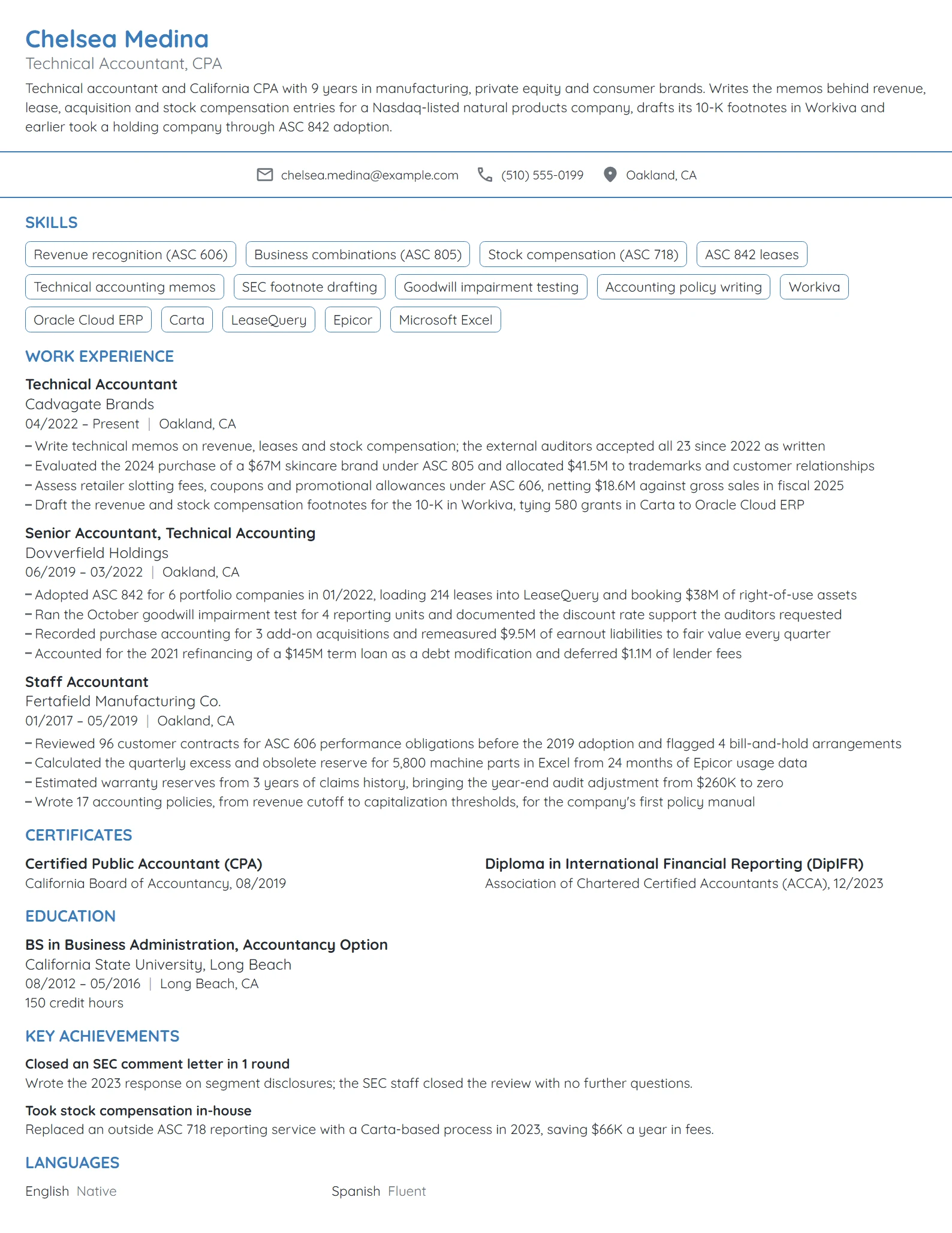 Technical Accountant resume example
