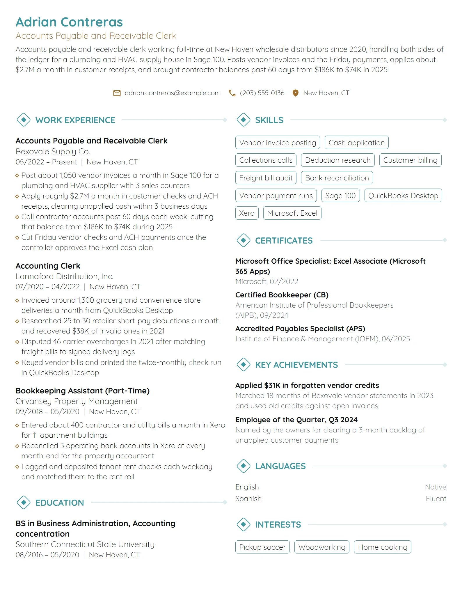 Receivable Examples Accounts Payable Resume Examples & Guide for 2026 | Novorésumé