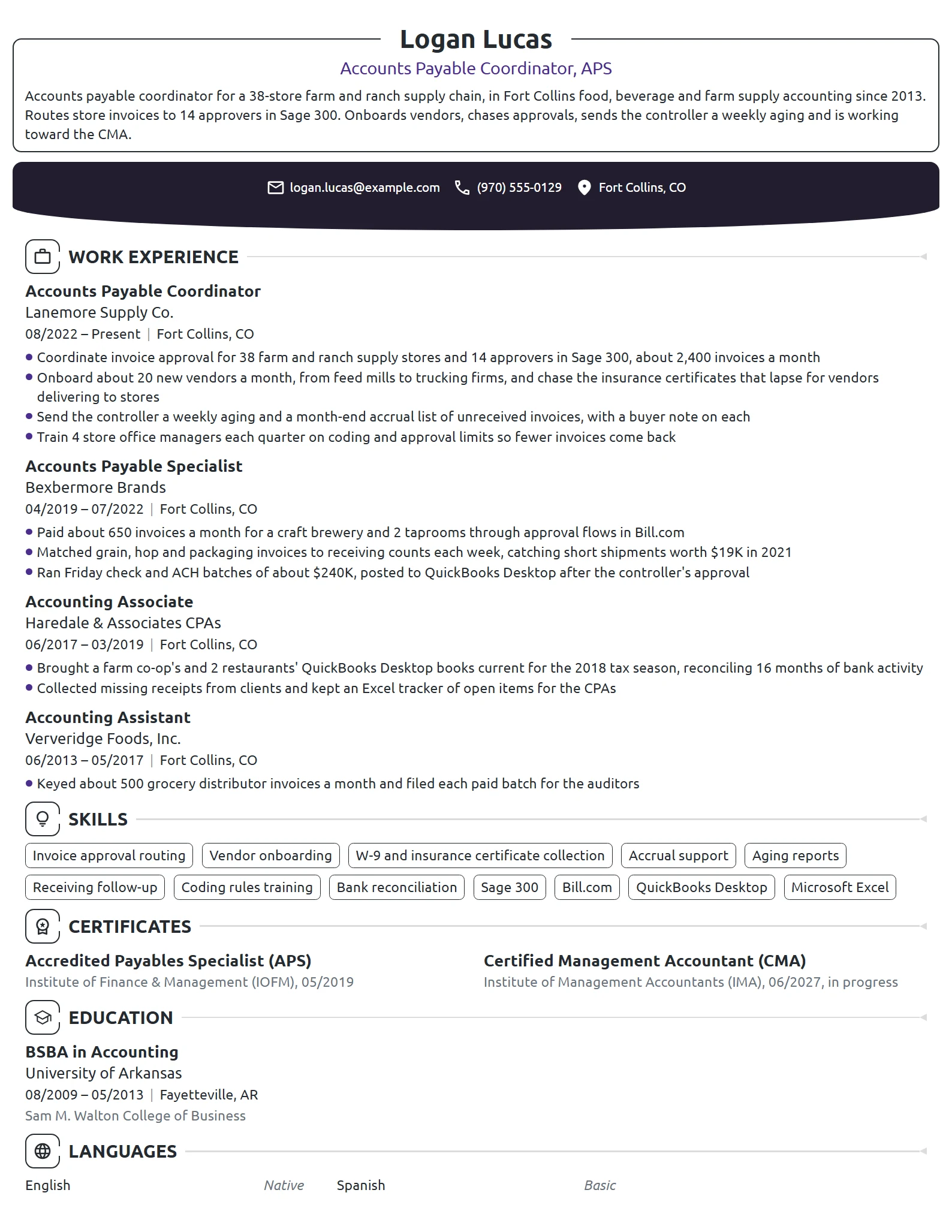 Accounts Payable Coordinator resume example