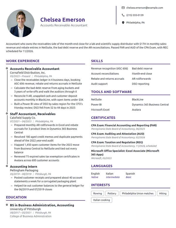 Accounts Receivable Accountant resume example