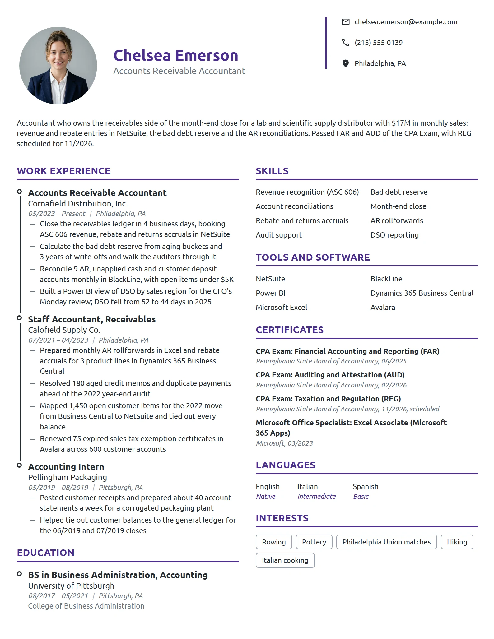 Accounts Receivable Accountant resume example