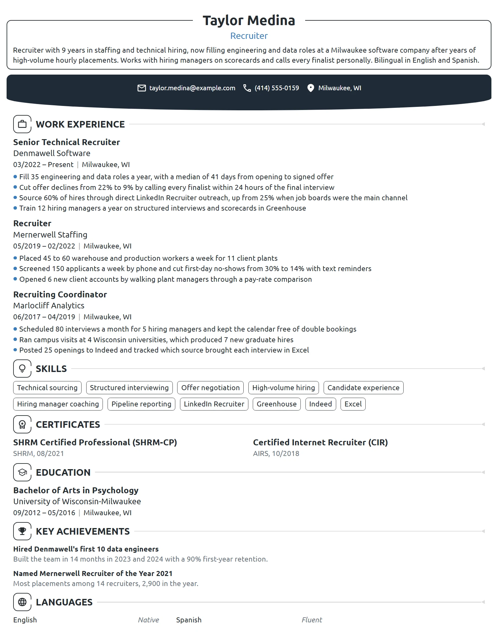 Amazon Recruiter resume example