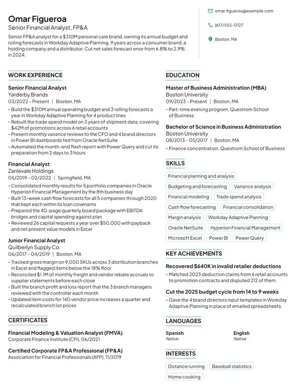Chronological resume example