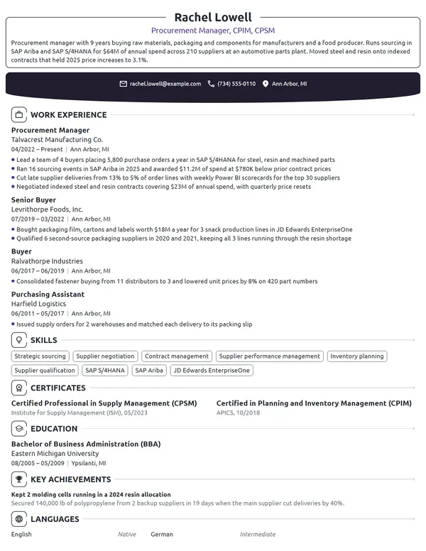 One-Page resume example