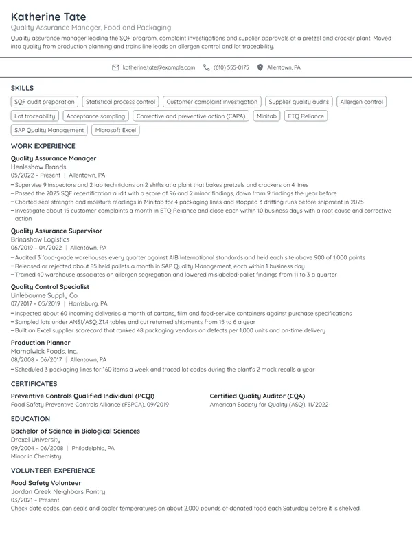 Two-Page resume example
