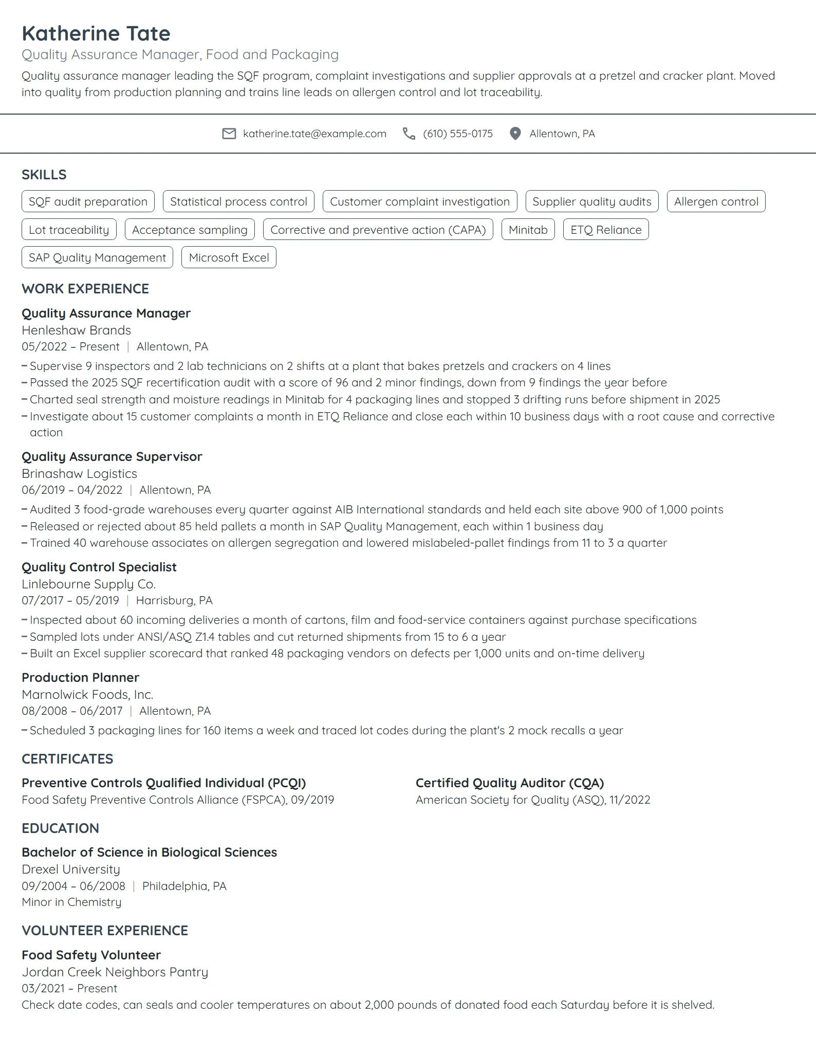 Two-Page resume example